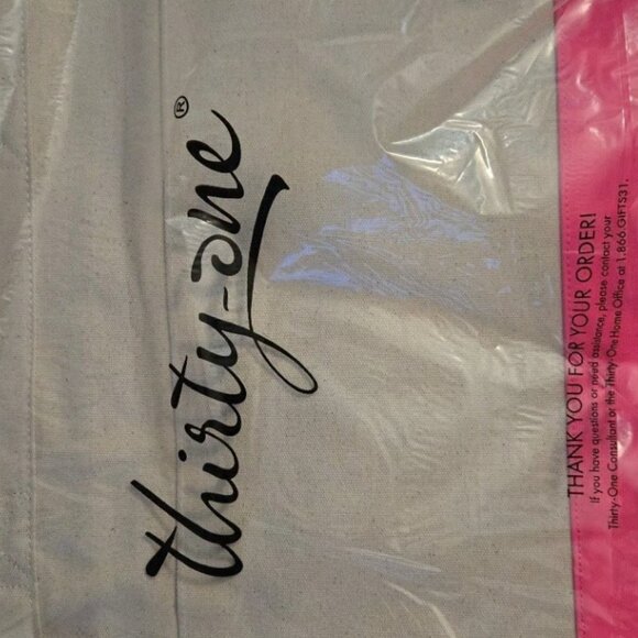 Thirty-One Gifts Canvas Boat Tote Coastal Neon Pink Colorblock - Picture 3 of 3